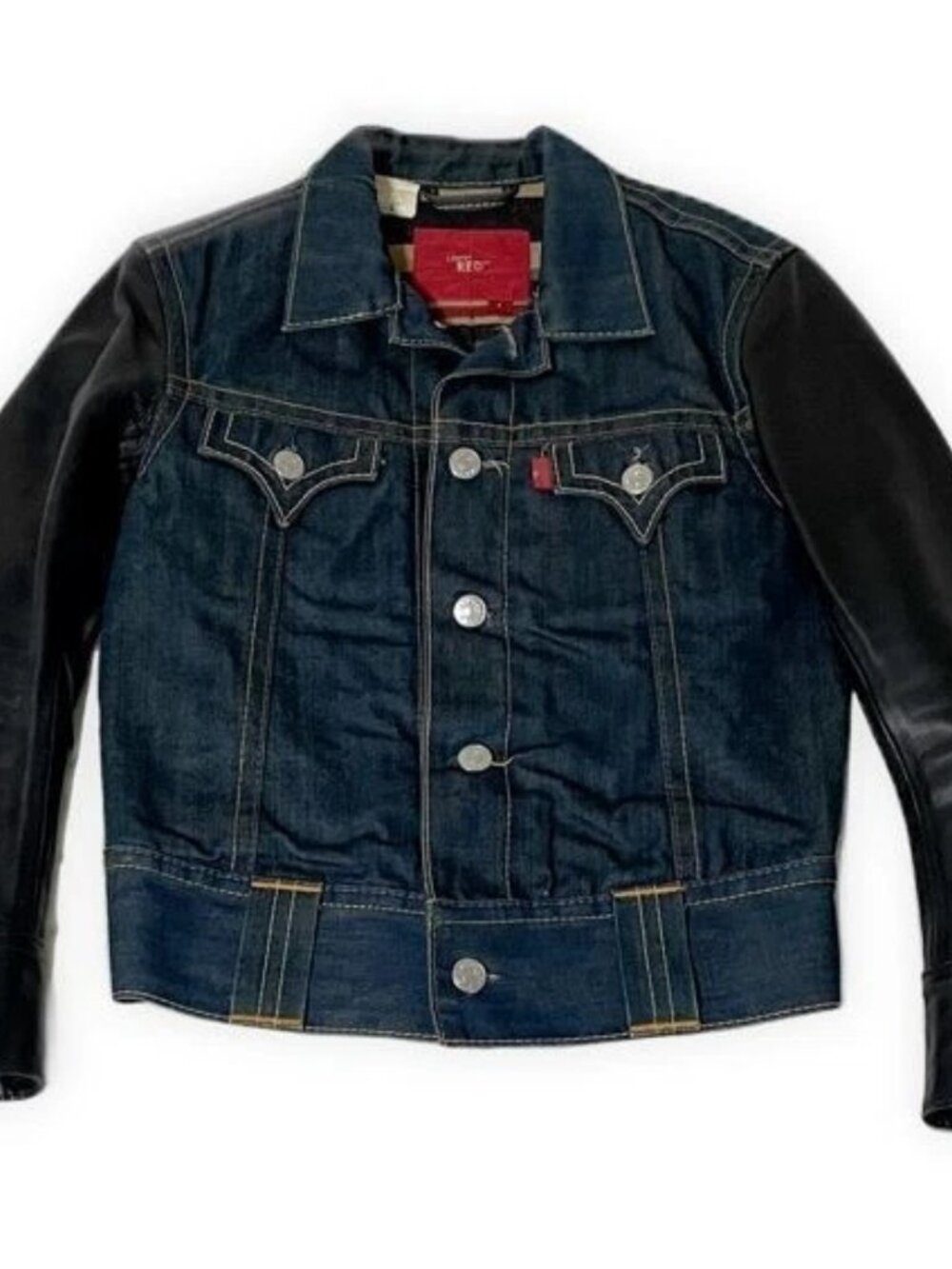 Levi Red Collection Type 4 Denim Leather Wool Blanket Lined Jacket Men’s M - Picture 2 of 15